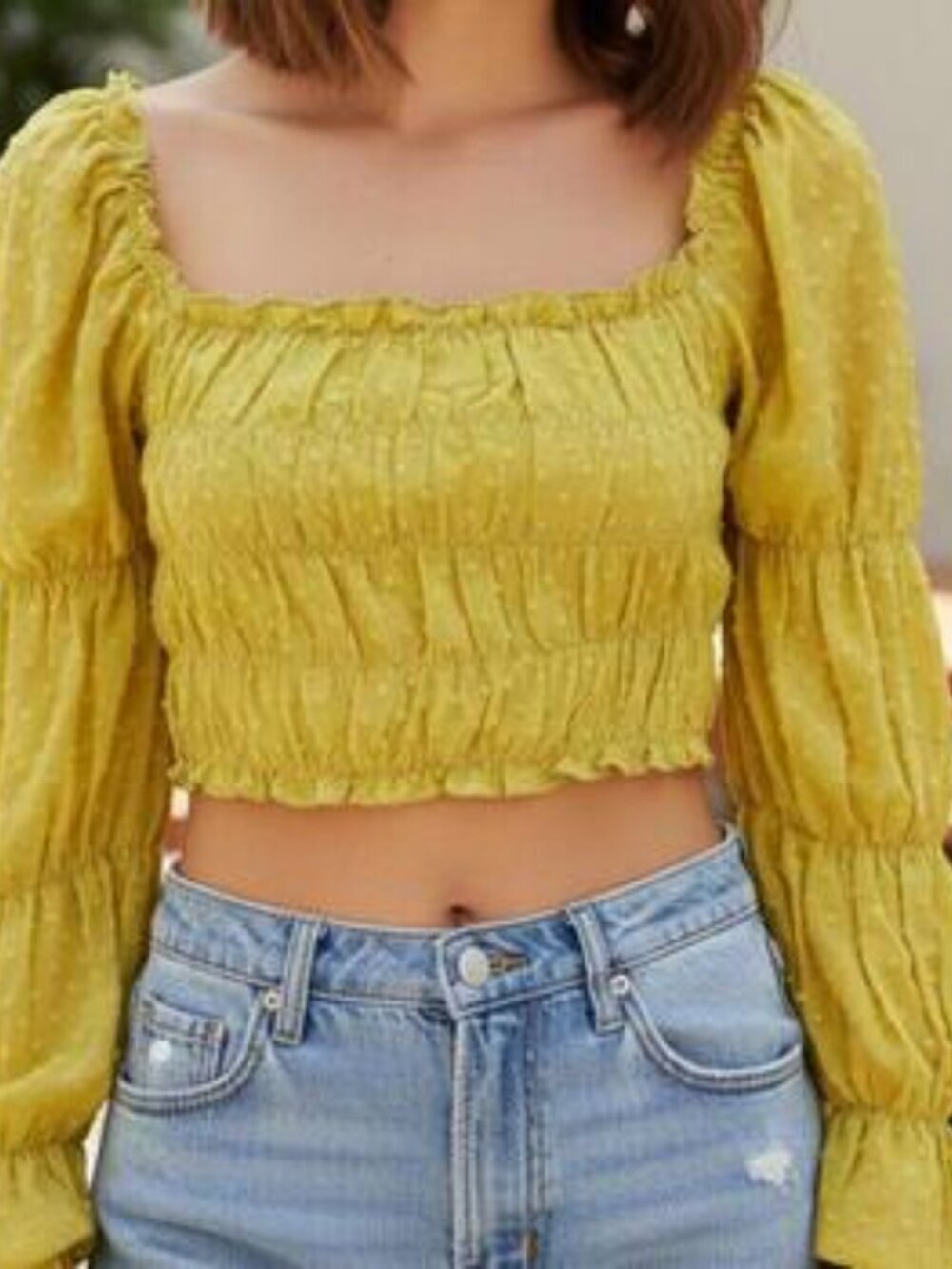 Chenille Dots Crop Top By Fashion Nova In Med